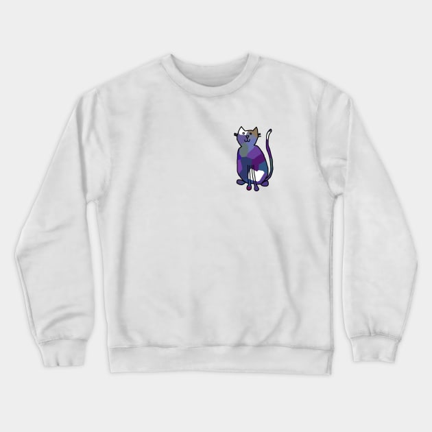 Small Blue Crystal Cat Crewneck Sweatshirt by ellenhenryart